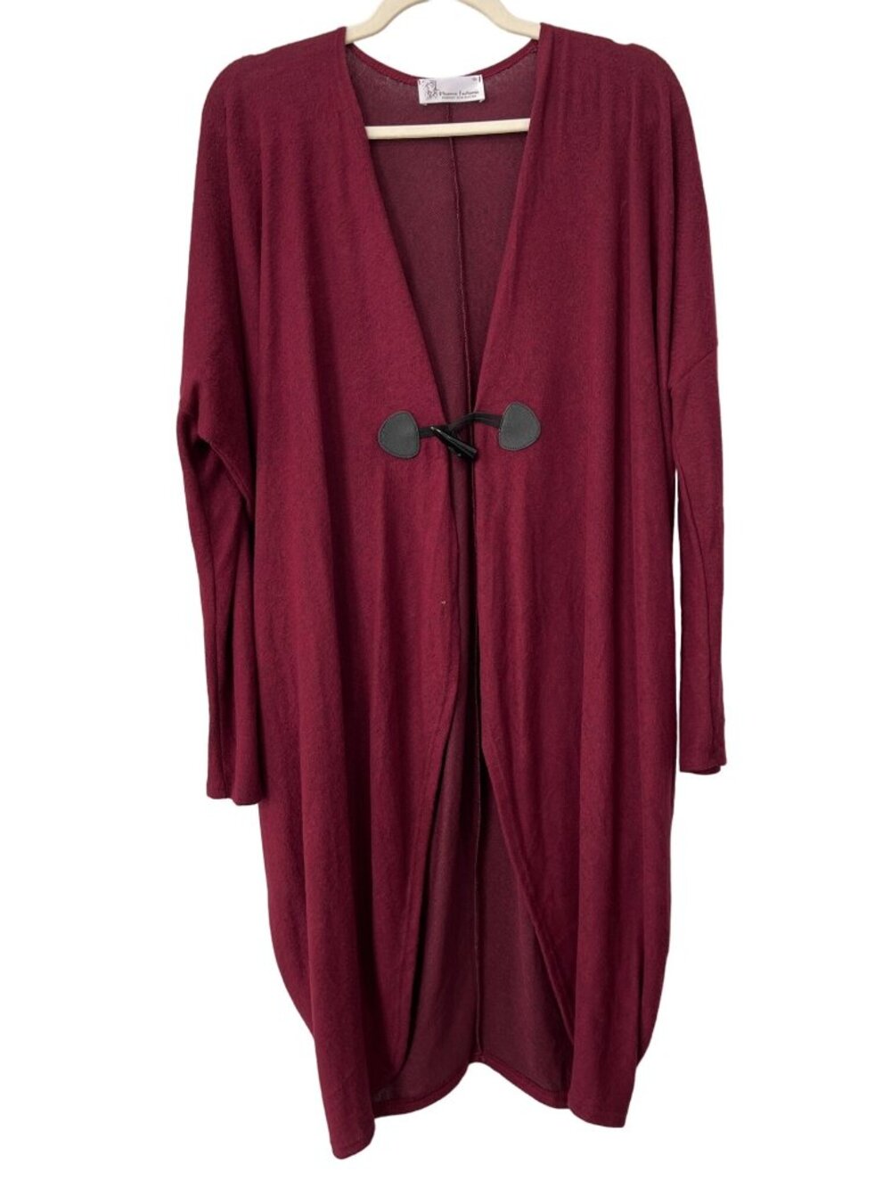 Phierce Fashions Poncho Medium Shawl Sweater Red Brick Toggle Button Acrylic